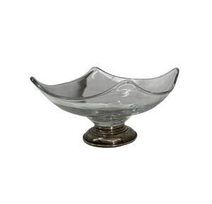 Frank M Whiting Sterling Silver Footed Base Bowl Square Glass Crystal